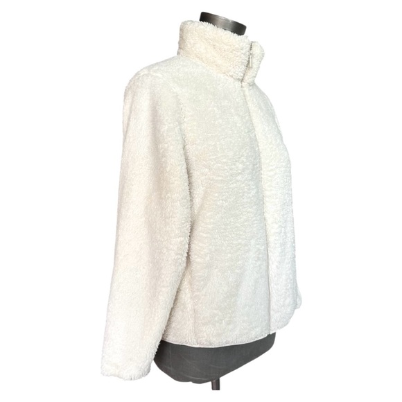 UNIQLO Fluffy Yarn Fleece Jacket Ivory Full Zip Fur Cardigan Women S - Picture 6 of 9
